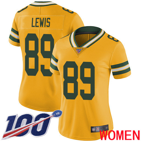 Green Bay Packers Limited Gold Women #89 Lewis Marcedes Jersey Nike NFL 100th Season Rush Vapor Untouchable->green bay packers->NFL Jersey